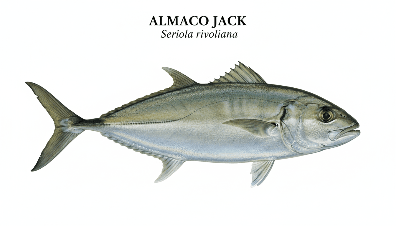 Almaco Jack scientific illustration