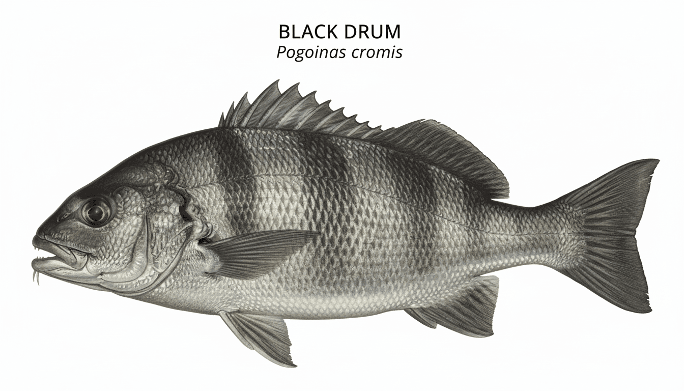 Black Drum (Pogonias cromis) identification plate