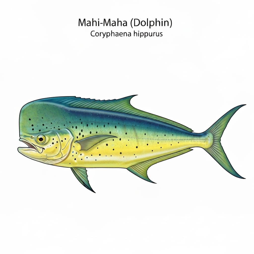 Mahi-Mahi (Dolphin) identification plate