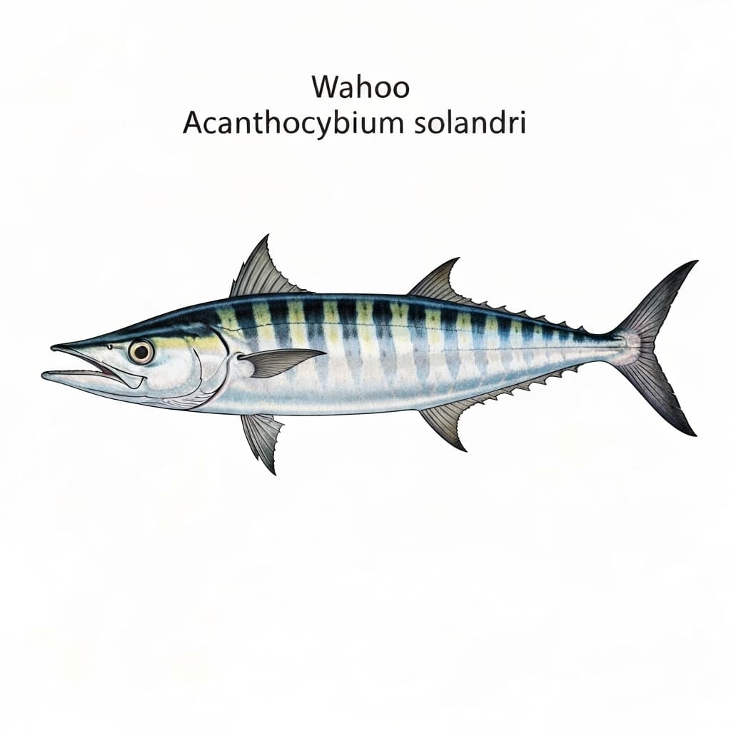 Wahoo scientific illustration